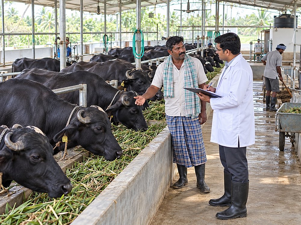 Buffalo dairy and source inspection for vermicompost buyer due diligence